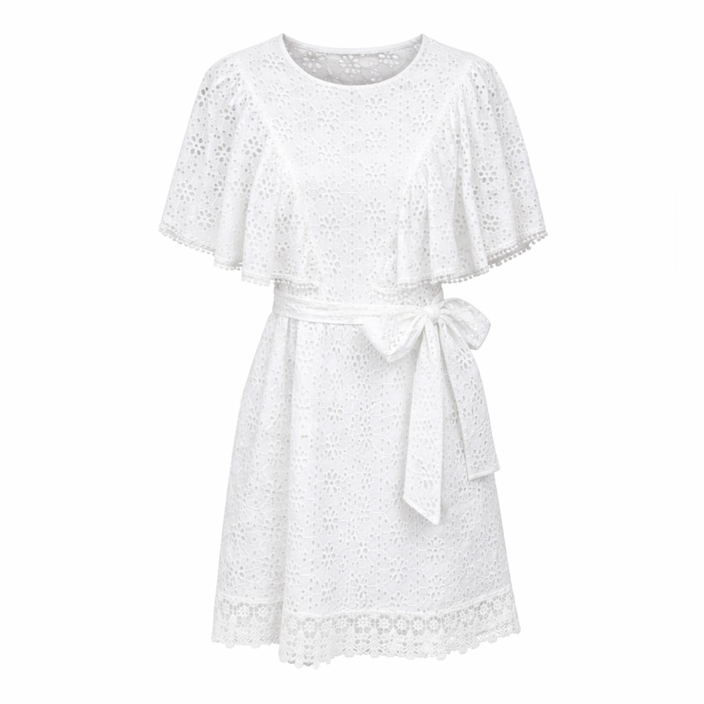 Melissa‎ Odabash Kara White Eyelet Mini Dress Medium